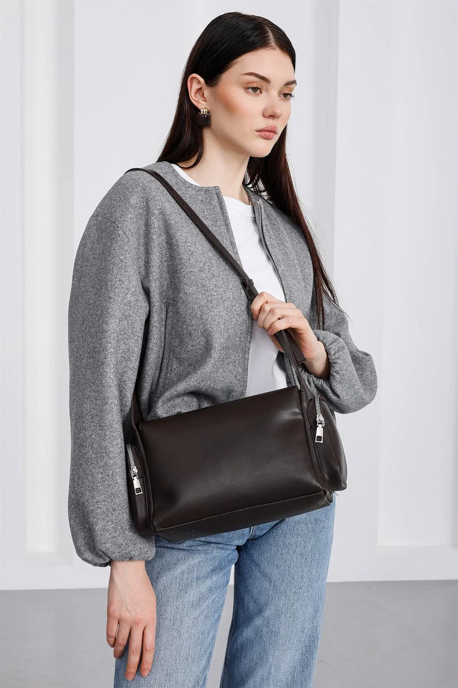 Faux leather crossbody bag Faux leather crossbody bag in brown