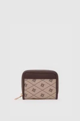 faux leather wallet in beige