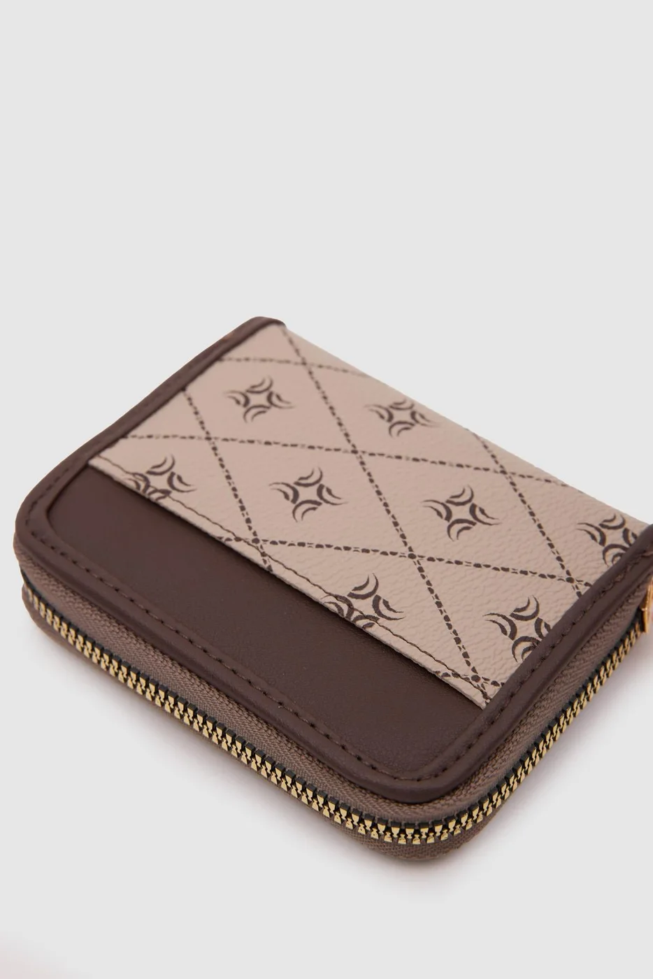 faux leather wallet in beige