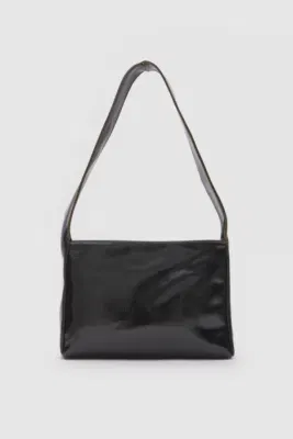 Faux leather baguette bag in green