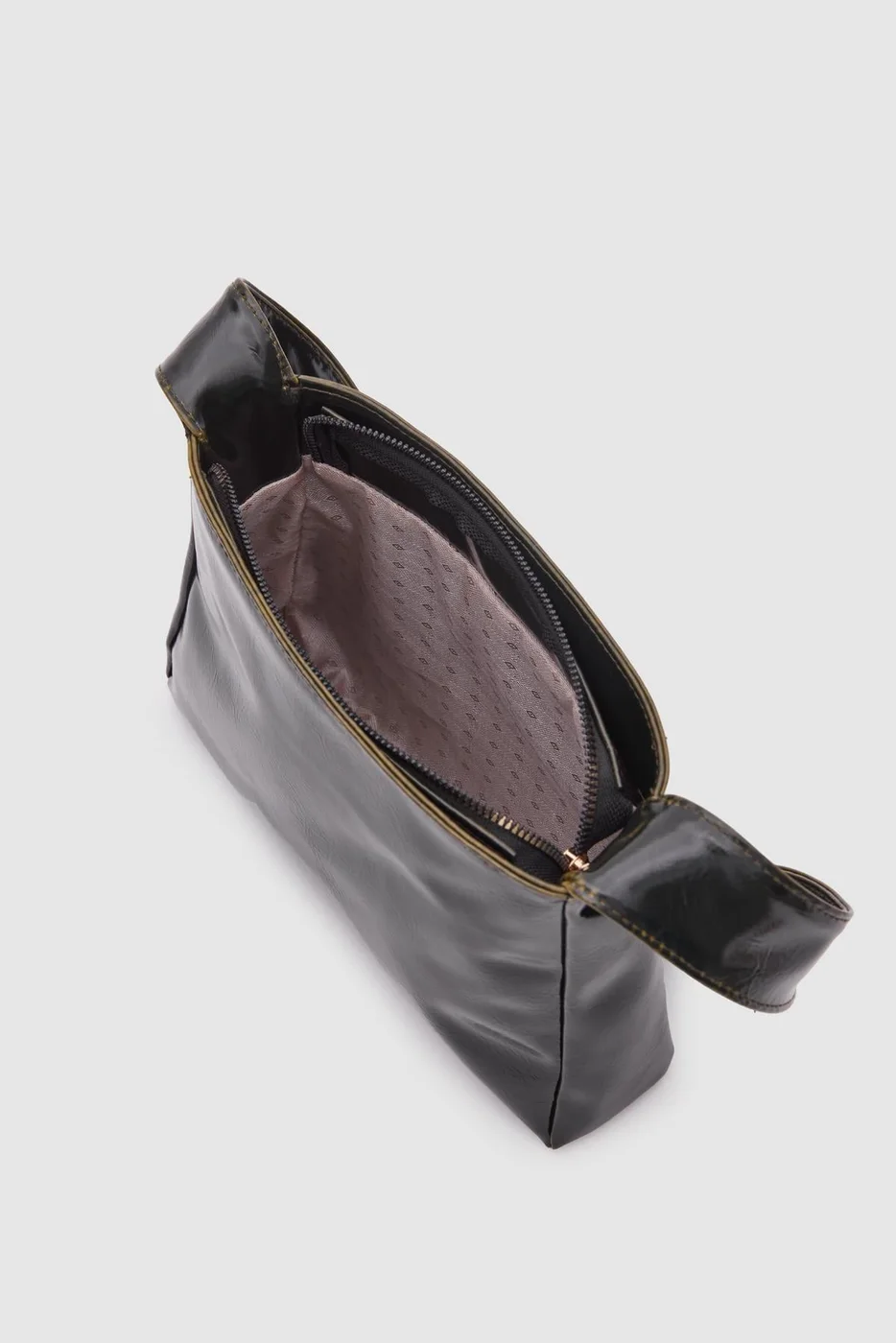 Faux leather baguette bag in green