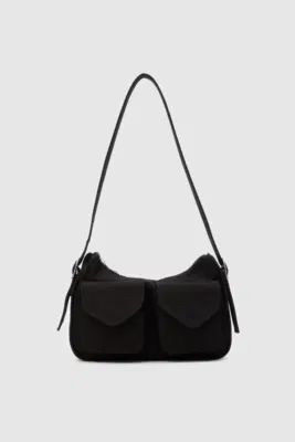 canvas baguette bag in black