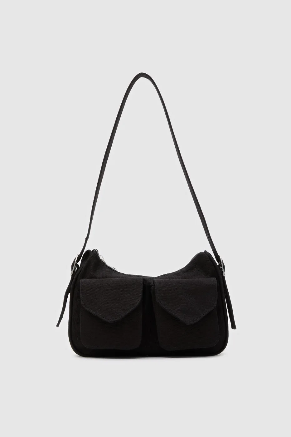 canvas baguette bag in black