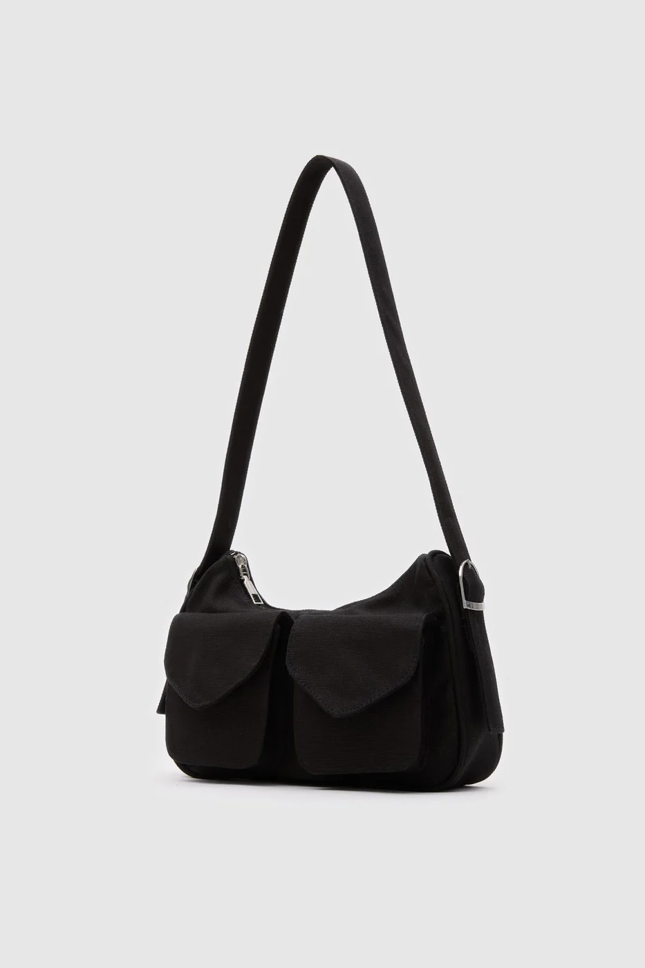 canvas baguette bag in black