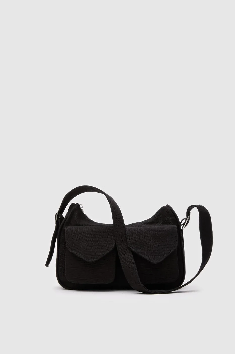 canvas baguette bag in black