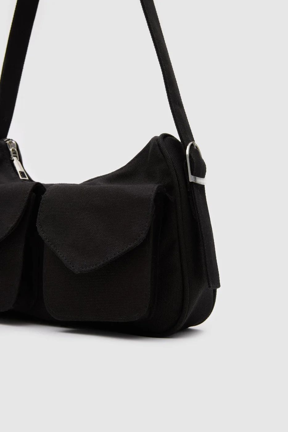 canvas baguette bag in black