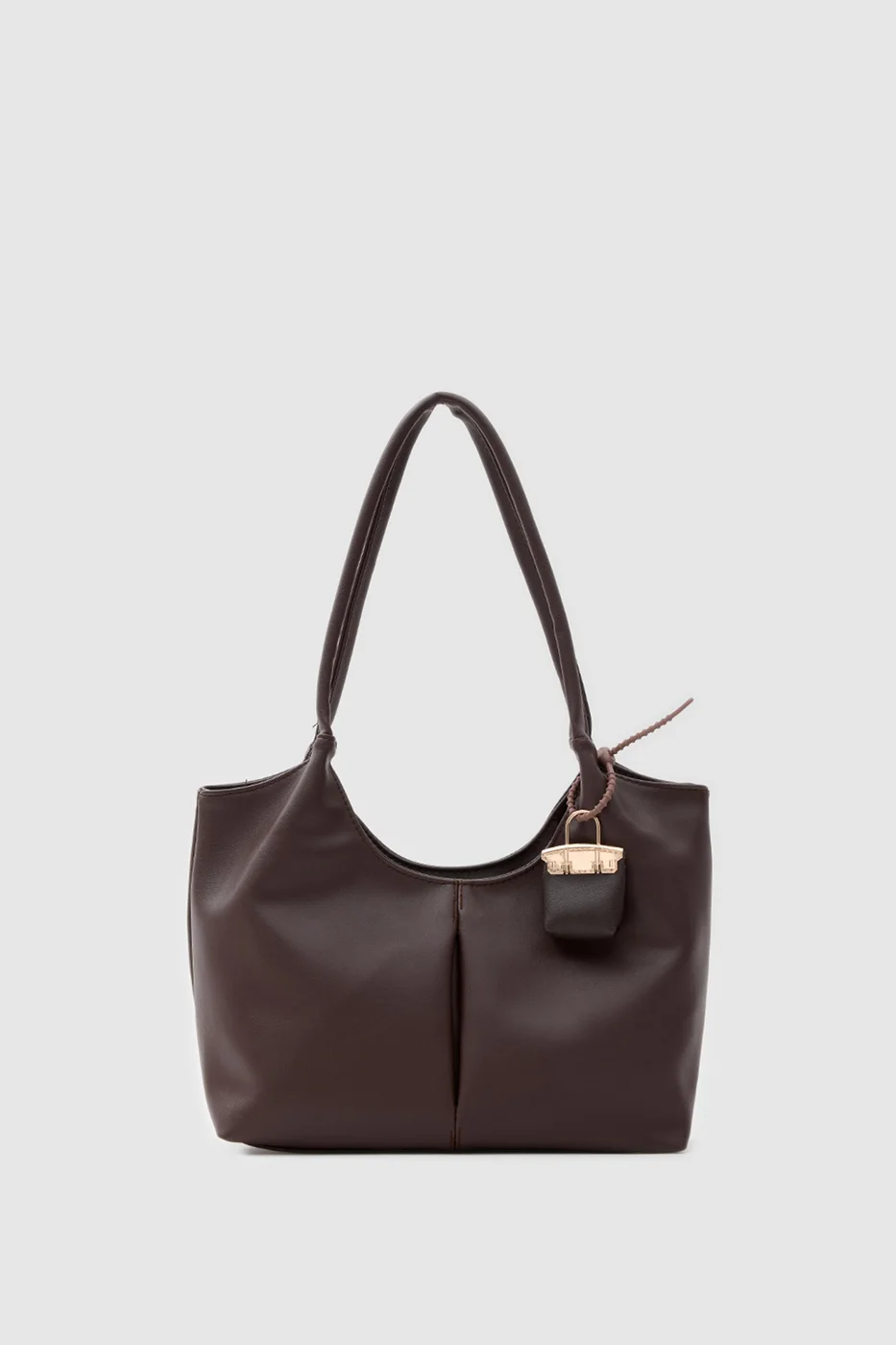 faux leather shoulder bag faux leather shoulder bag in dark brown