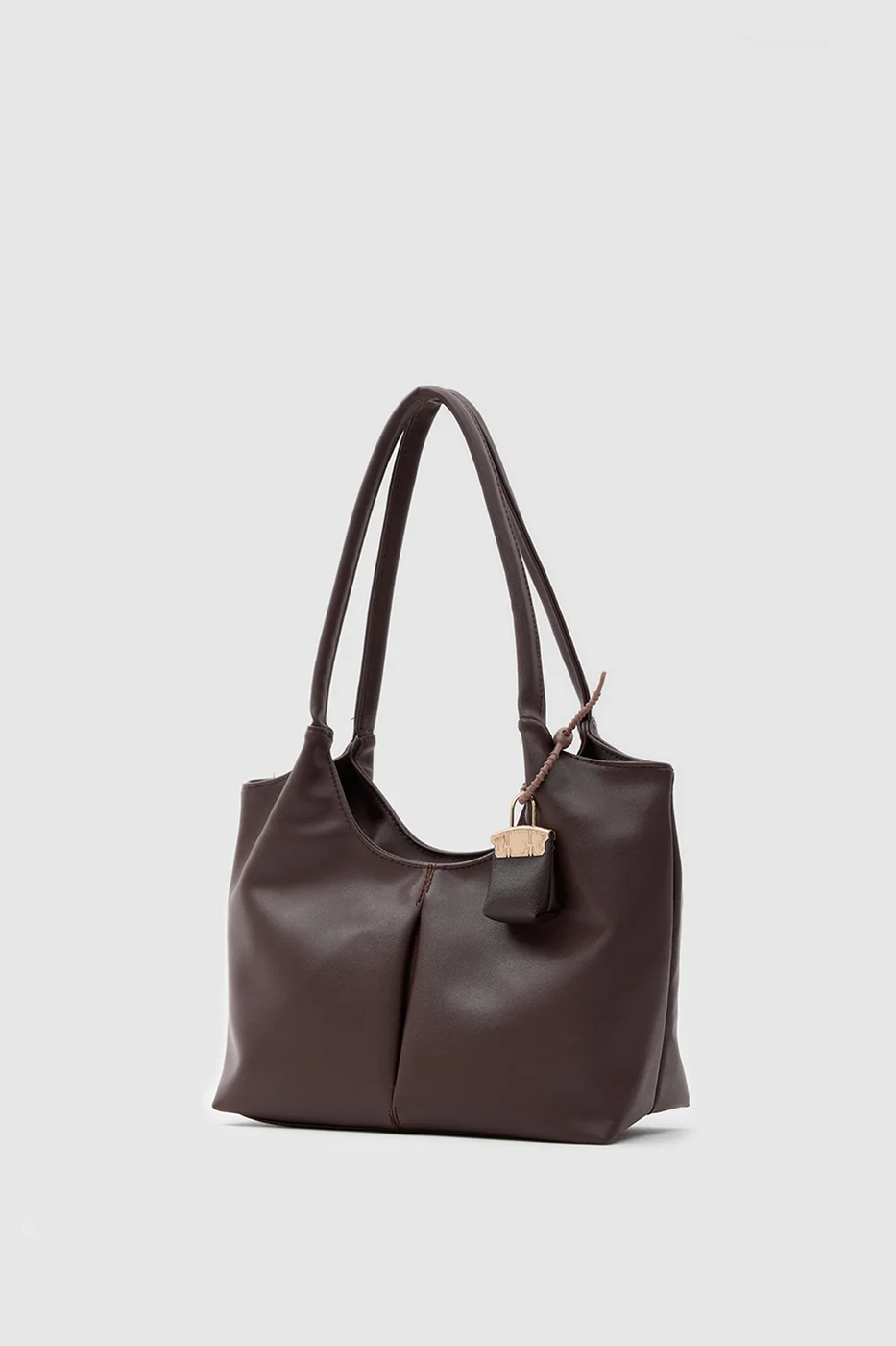 faux leather shoulder bag faux leather shoulder bag in dark brown