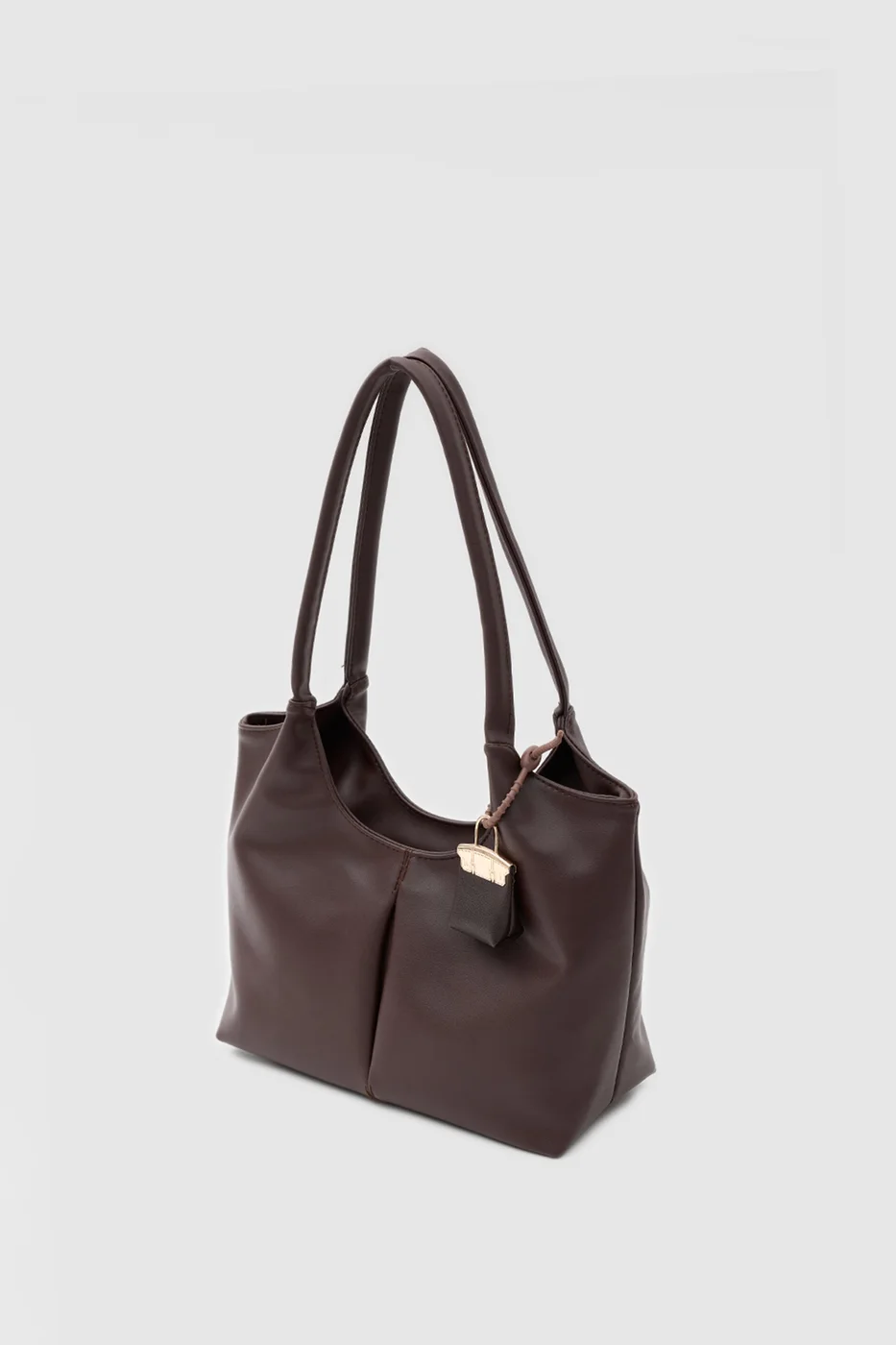 faux leather shoulder bag faux leather shoulder bag in dark brown