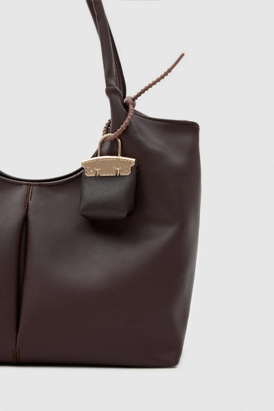 faux leather shoulder bag faux leather shoulder bag in dark brown