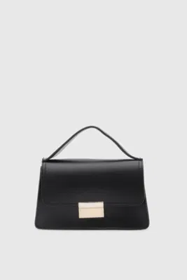 faux leather crossbody bag in black