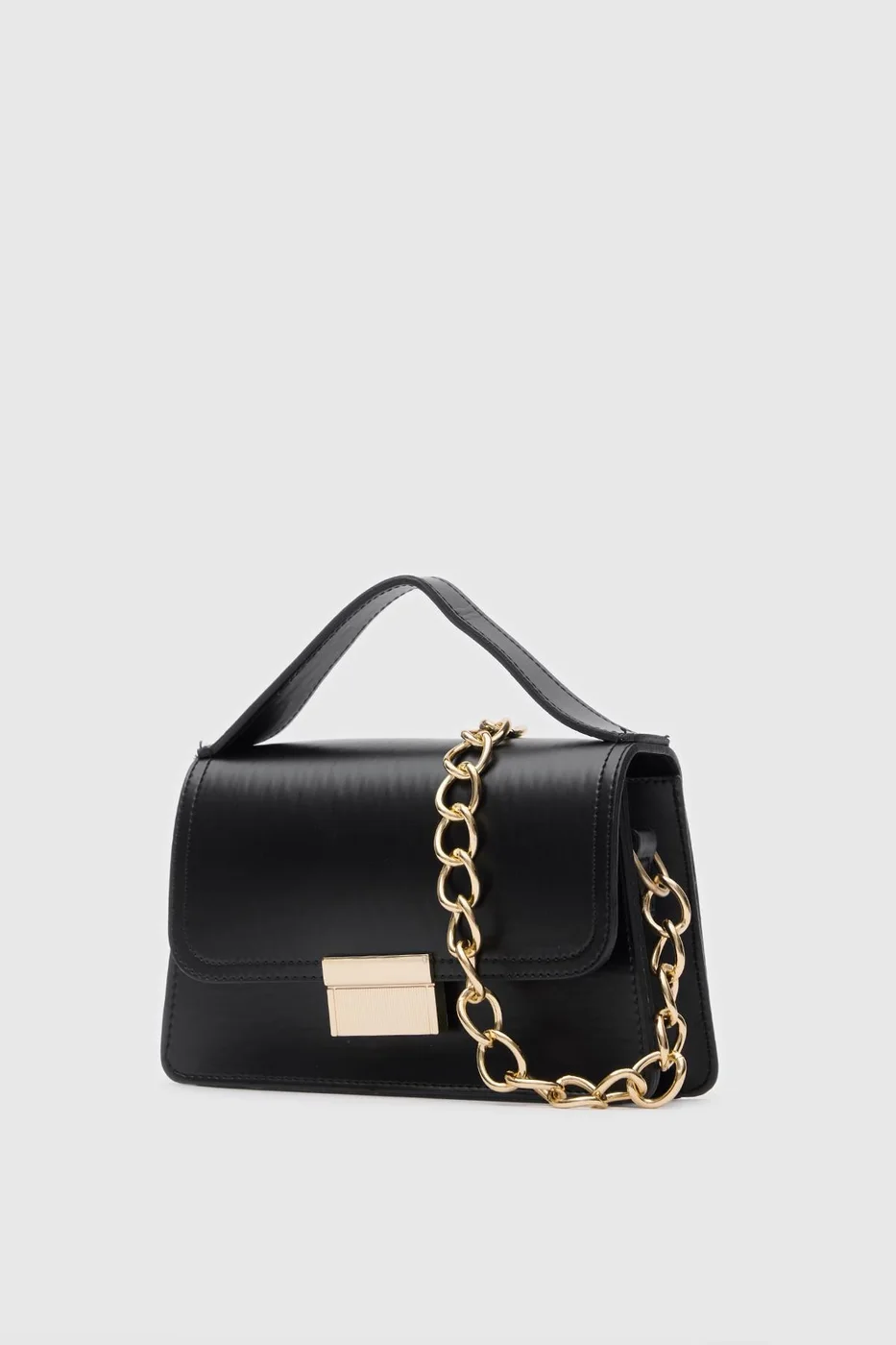 faux leather crossbody bag in black