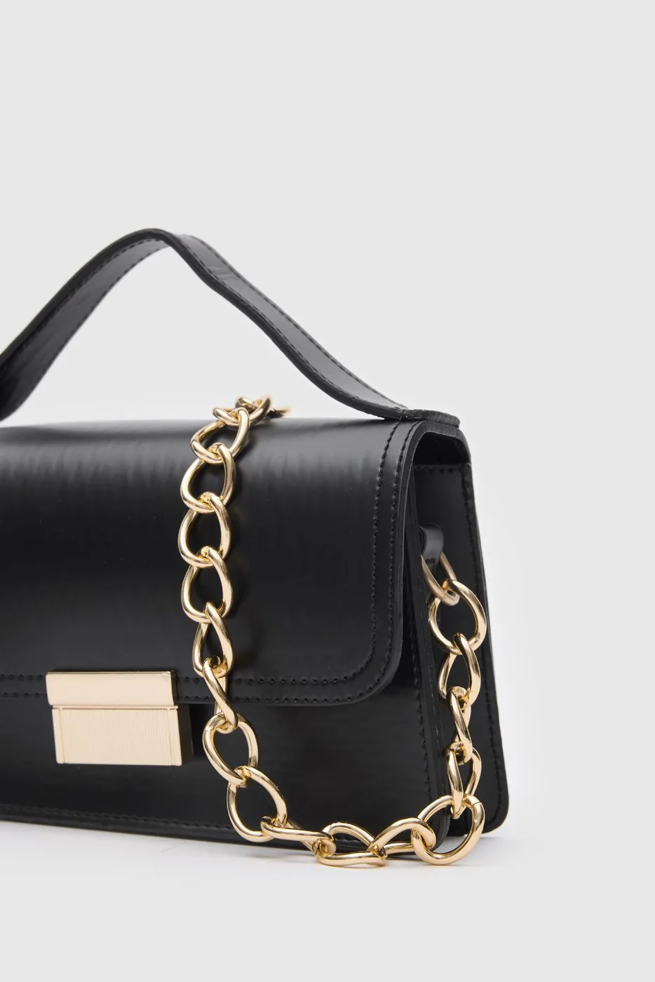 faux leather crossbody bag in black