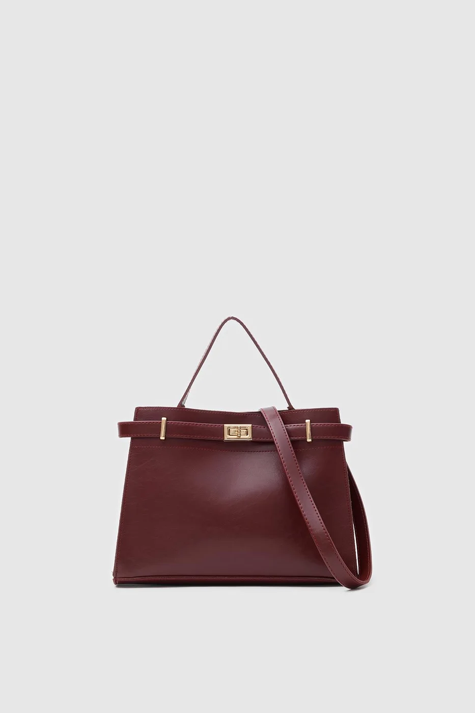 Faux leather crossbody bag for women in burgundy