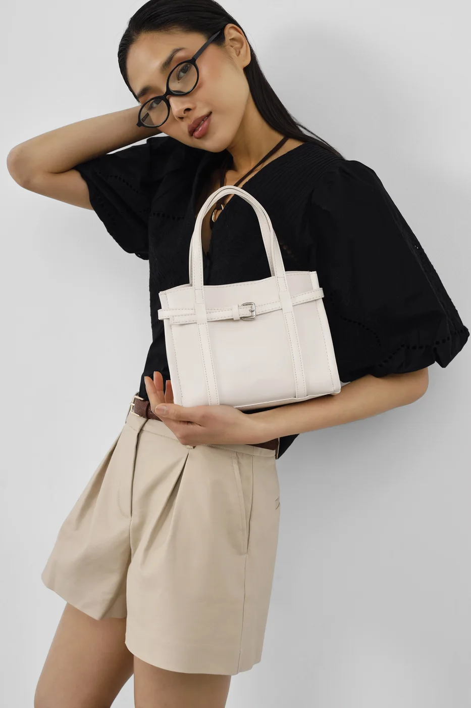Faux leather crossbody bag Faux leather crossbody bag in cream
