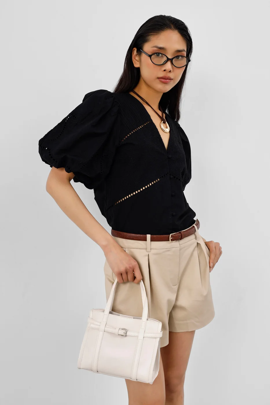 Faux leather crossbody bag Faux leather crossbody bag in cream