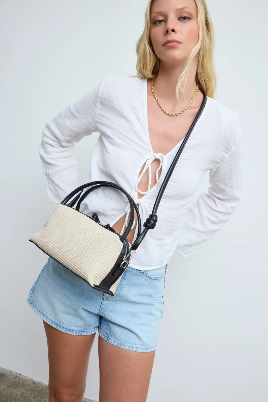 Woven Crossbody Bag for Stylish Women in cream