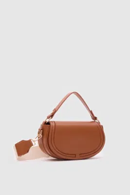 Faux leather crossbody bag in tan