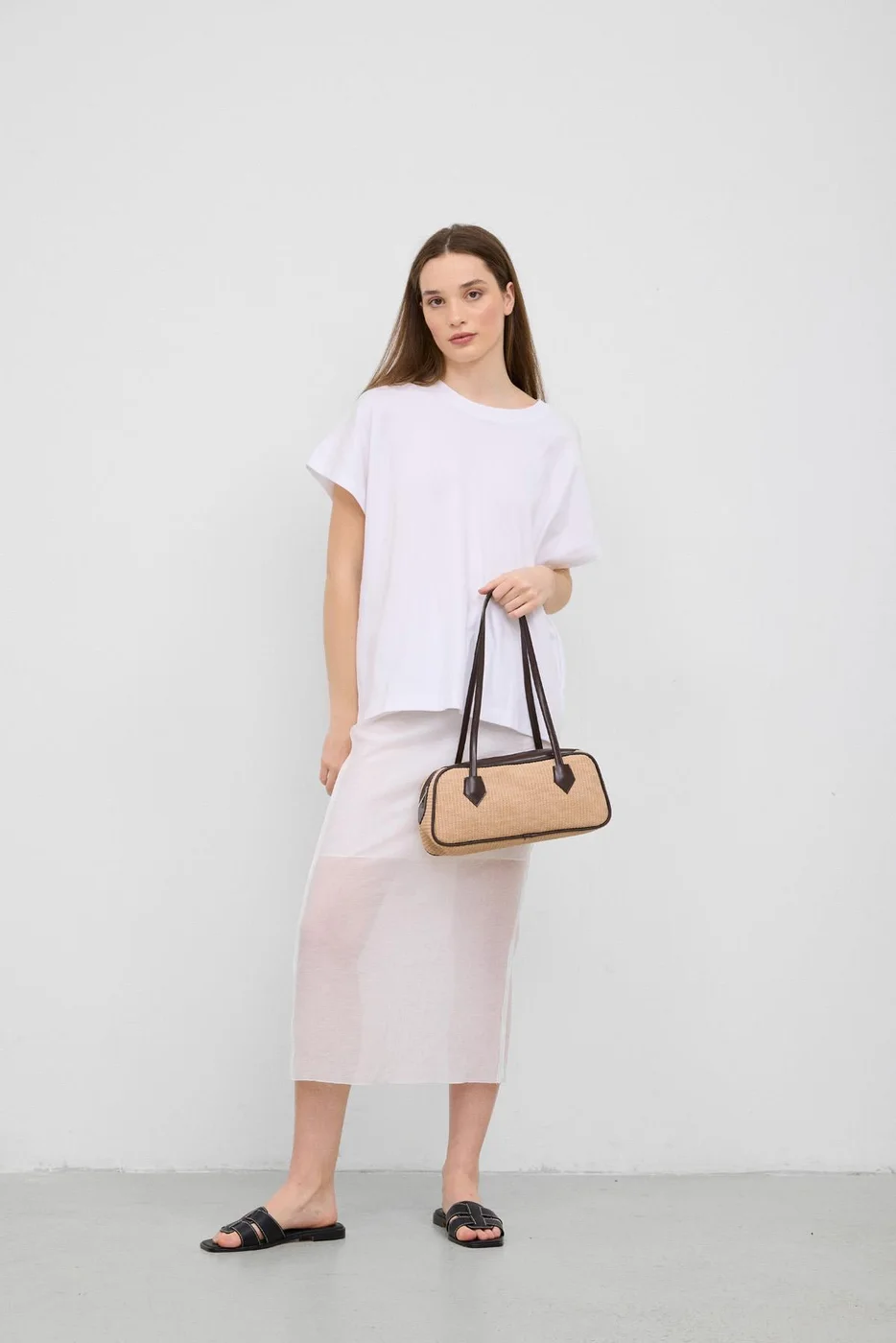 straw crossbody bag in beige