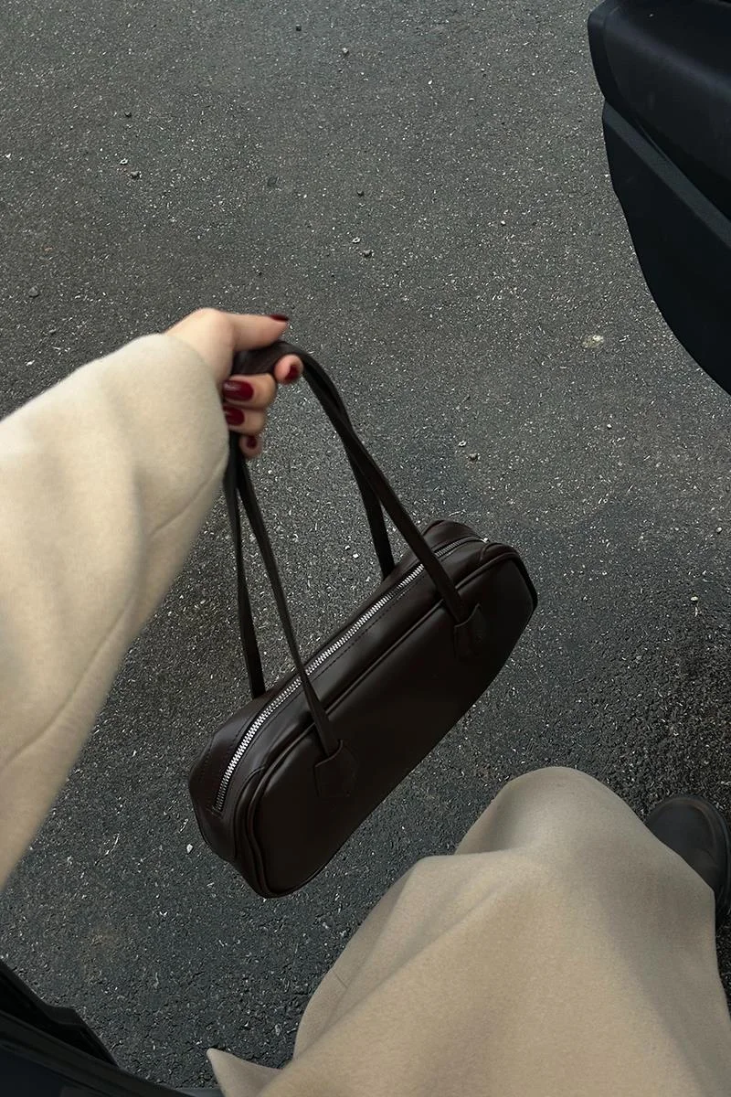 Faux Leather Baguette Bag for Women Faux Leather Baguette Bag for Women in dark brown