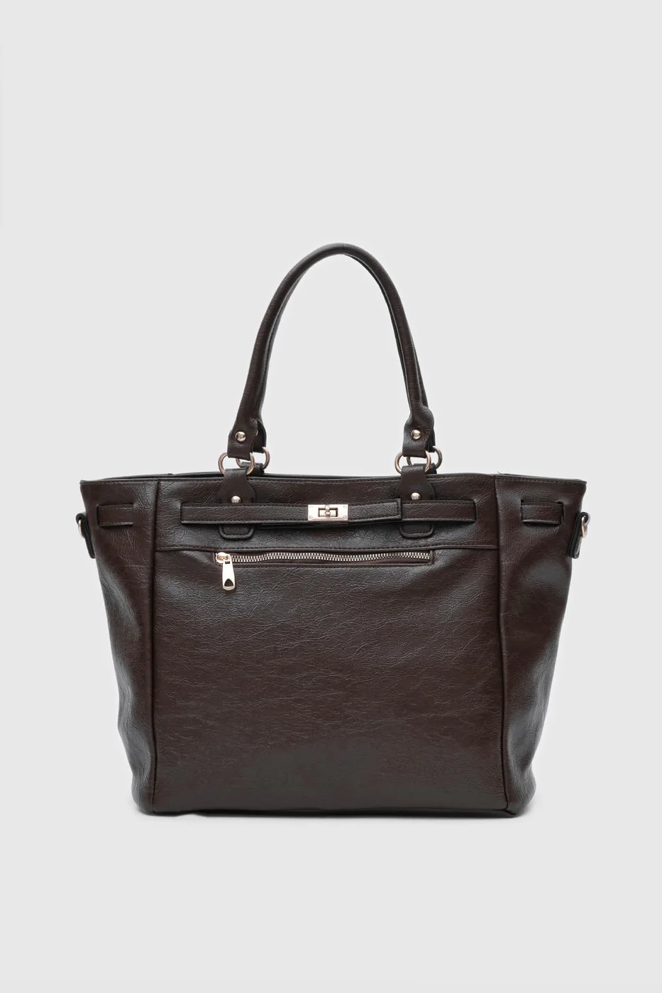 Faux leather shoulder bag Faux leather shoulder bag in dark brown