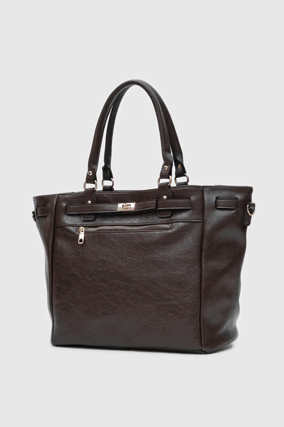 Faux leather shoulder bag Faux leather shoulder bag in dark brown
