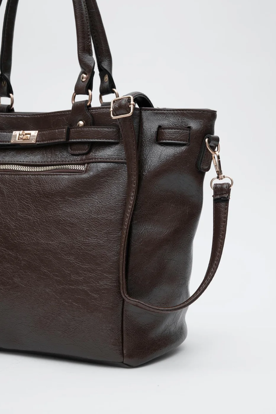 Faux leather shoulder bag Faux leather shoulder bag in dark brown