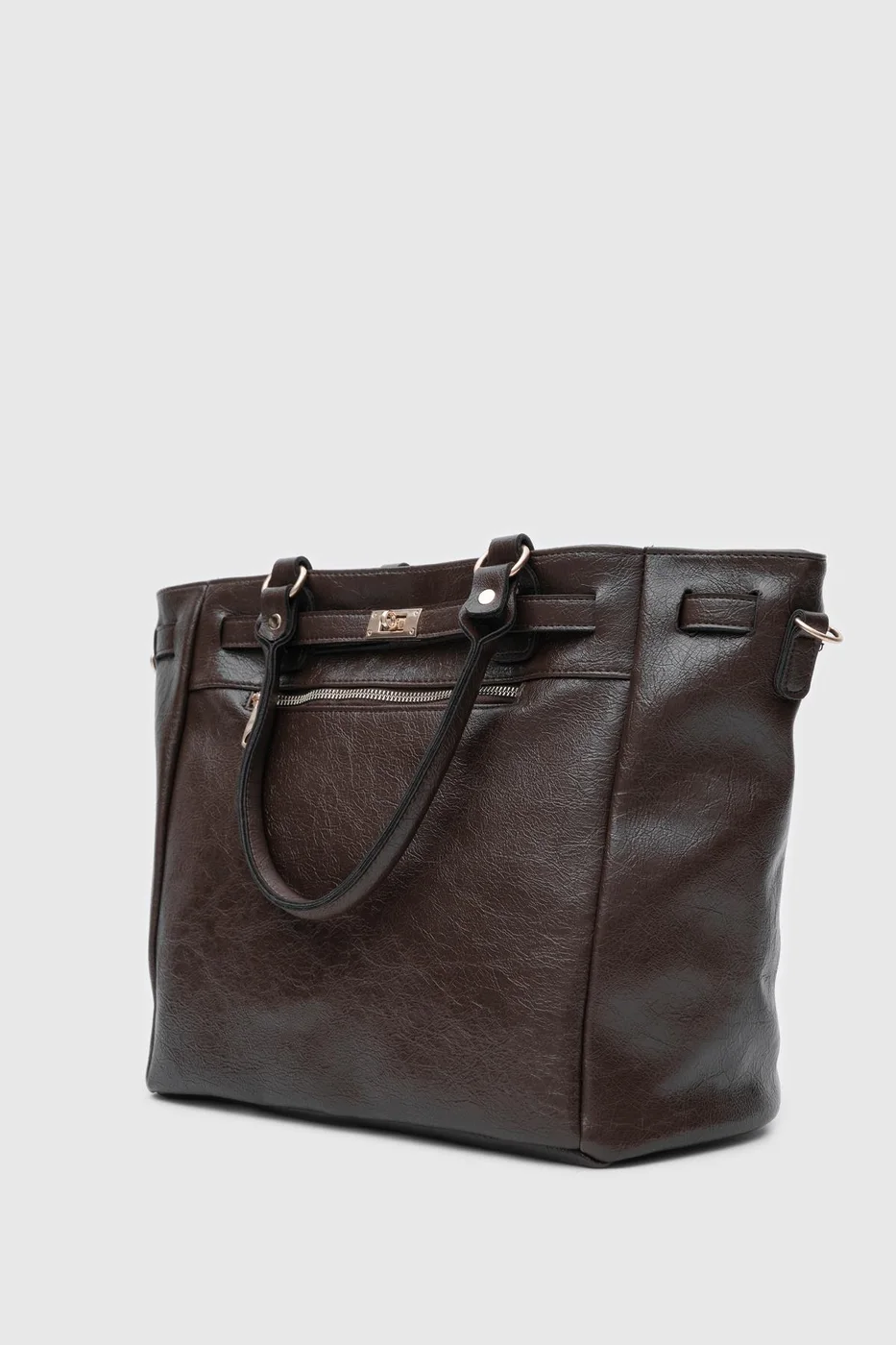 Faux leather shoulder bag Faux leather shoulder bag in dark brown