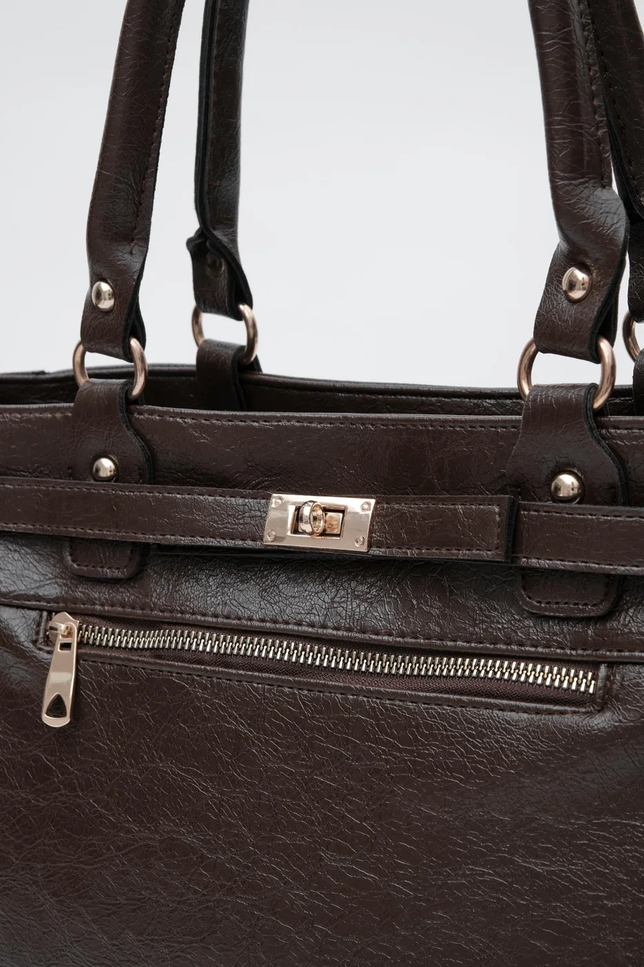 Faux leather shoulder bag Faux leather shoulder bag in dark brown