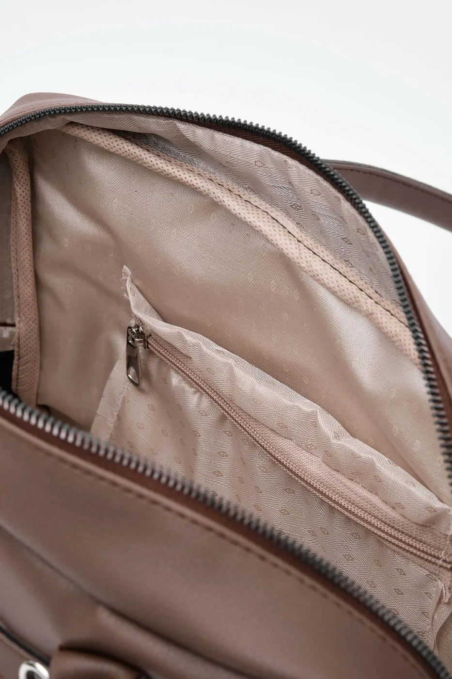 Faux leather shoulder bag in dark brown