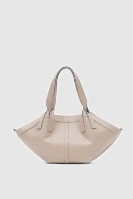 Faux leather crossbody bag in beige