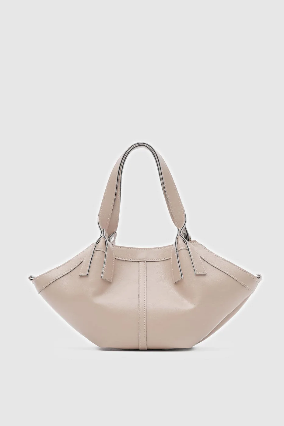Faux leather crossbody bag in beige