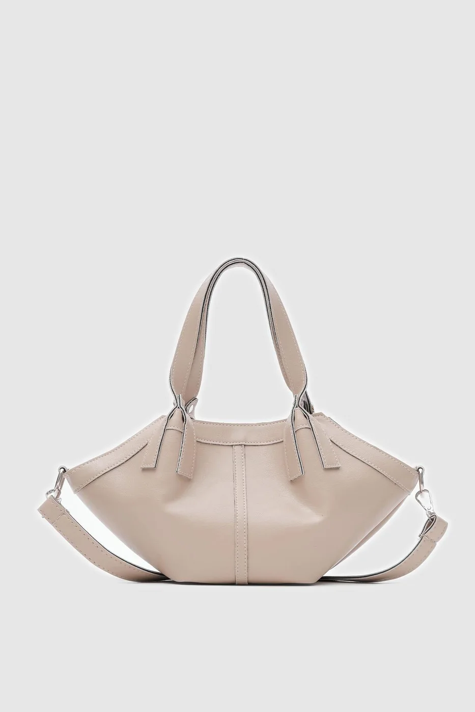 Faux leather crossbody bag in beige