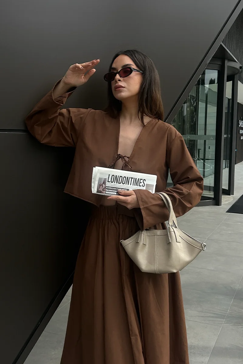 Faux leather crossbody bag in beige