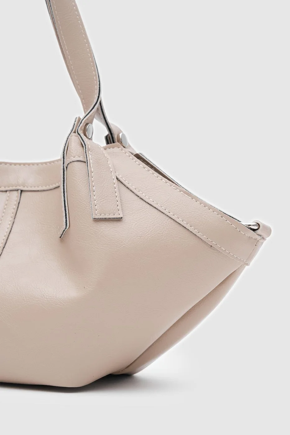 Faux leather crossbody bag in beige