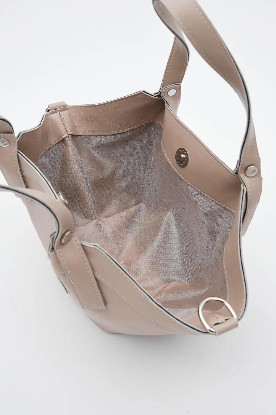 Faux leather crossbody bag in beige