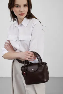 Faux Leather Crossbody Bag in brown