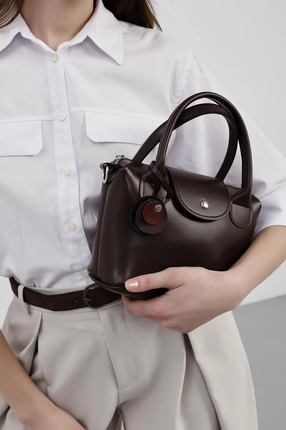 Faux Leather Crossbody Bag in brown
