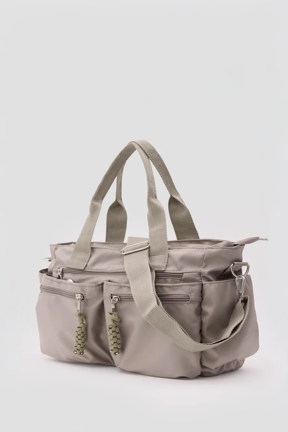 Faux leather shoulder bag in taupe