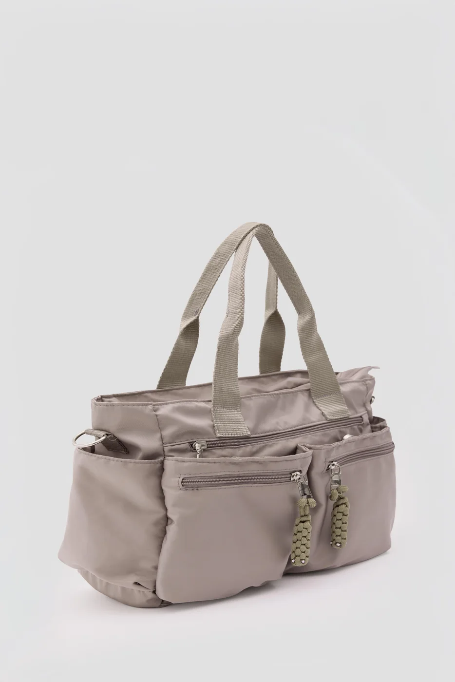 Faux leather shoulder bag in taupe