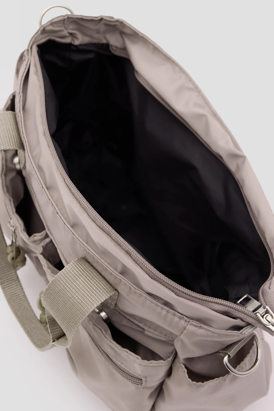 Faux leather shoulder bag in taupe