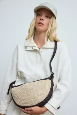 straw crossbody bag in brown