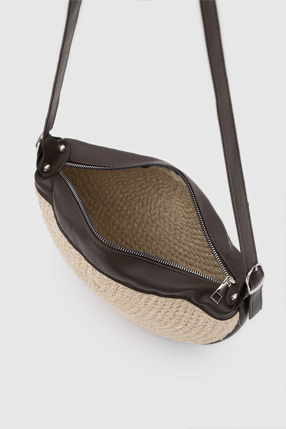 straw crossbody bag in brown