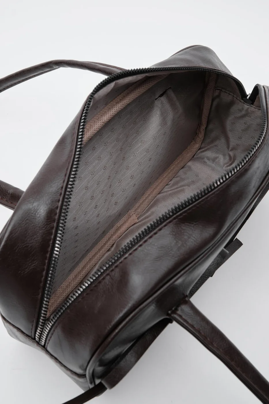 Faux leather baguette bag in dark brown