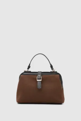 faux leather crossbody bag in dark brown