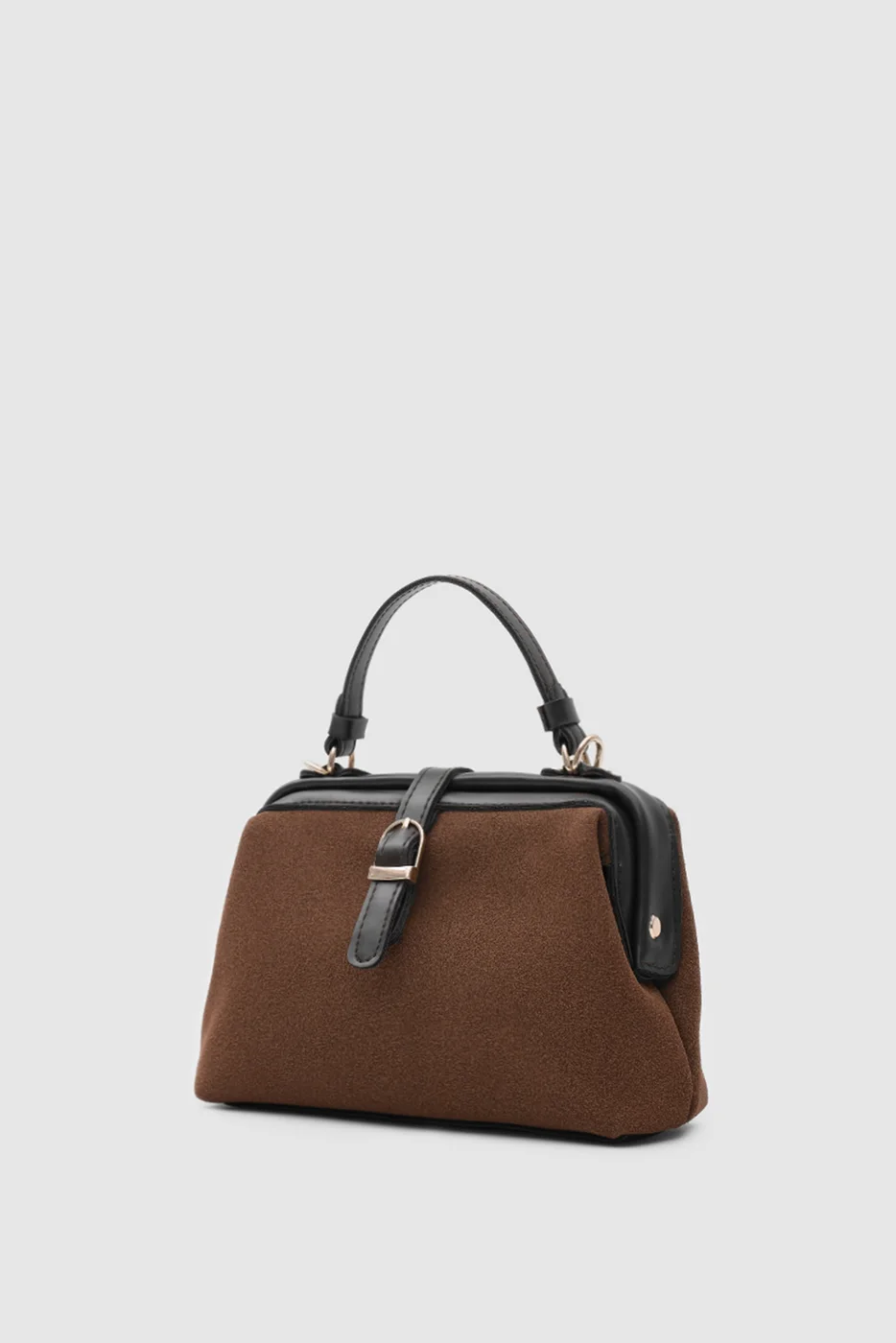 faux suede crossbody bag in dark brown