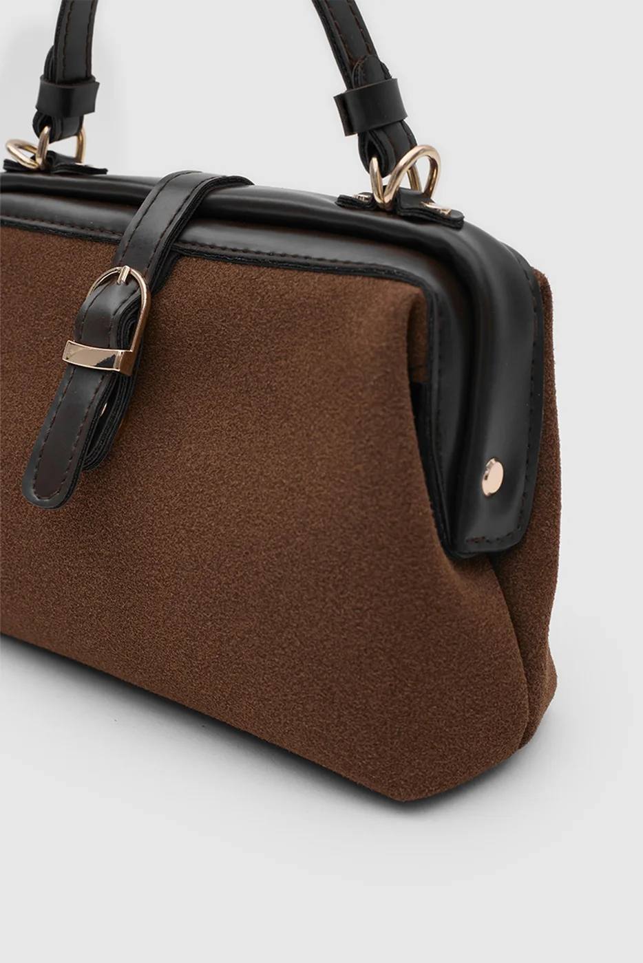 faux suede crossbody bag in dark brown