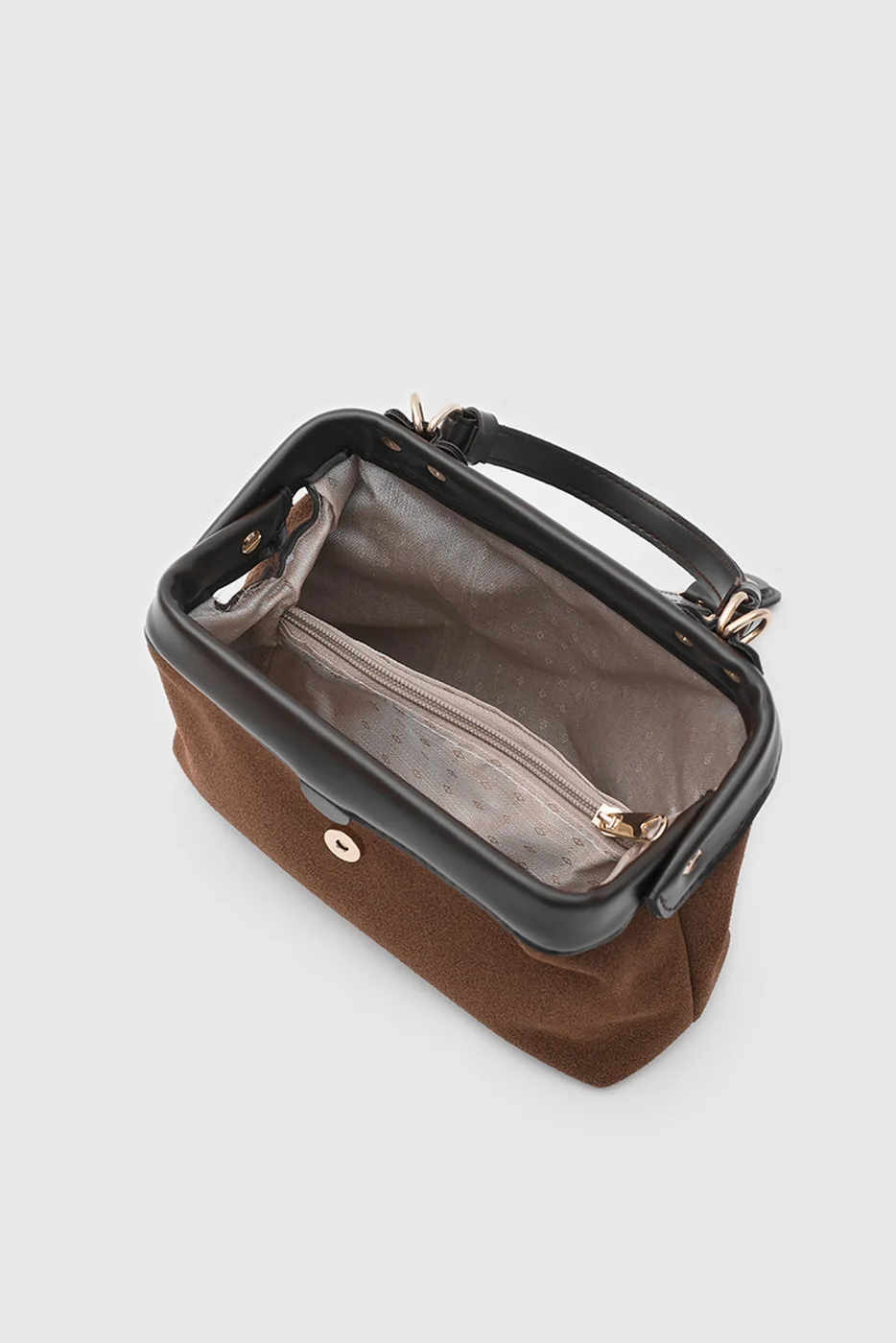 faux suede crossbody bag in dark brown