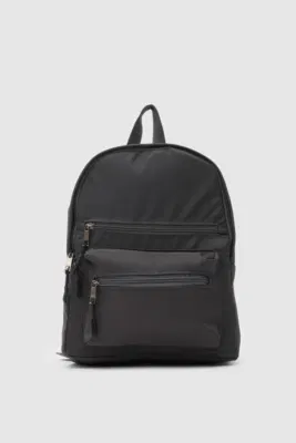 Faux leather backpack for women in charcoal