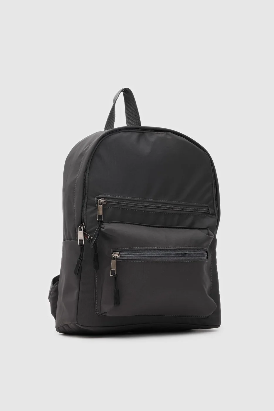Faux leather backpack for women in charcoal